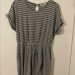 Gray/Blue Striped Women’s Maternity Dress